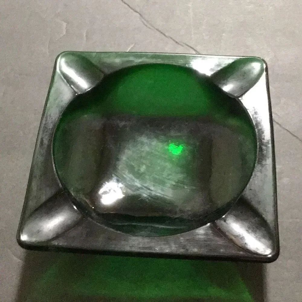 Vintage green glass, trinket bowl